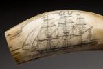 SCRIMSHAW en résine à décor gravé du Commodore Perry sur...