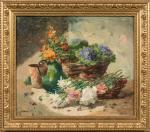 Pierre Alexandre JEANNIOT (1826-1892).
Composition florale. 
Huile sur toile. 
Signé en...