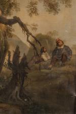 Rudolf KOLLER (1828-1905). 
Deux personnages près d'un vieil arbre, 1851.
Huile...