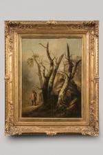 Rudolf KOLLER (1828-1905). 
Promeneur auprès des arbres, 1851. 
Huile sur...