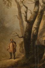 Rudolf KOLLER (1828-1905). 
Promeneur auprès des arbres, 1851. 
Huile sur...