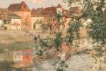 Frits THAULOW (1847-1906).
Le pont de Bretenoux en Quercy.
Huile sur toile....