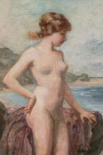 Adolphe LALIRE (1848-1933).
Naïade.
Huile sur toile.
Signé « AD. La Lyre »...