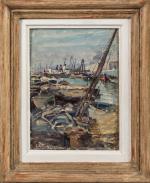 Alexandre François BONNARDEL (1867-1942).
Le port de la Joliette à Marseille.
Huile...