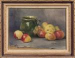 M. BUCHE (XXème siècle).
Nature morte aux pommes.
Aquarelle sur papier.
Signé en...