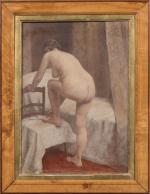 Léon GARRAUD (1877-1961). 
Femme nue de dos penchée, le pied...