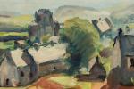 Charles PICART-LEDOUX (1881-1959). 
Village, Dielette, 1936. 
Huile sur panneau.
Signé en...