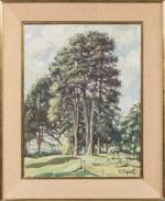 Fernand MAJOREL (1898-1964). 
Paysage aux grands arbres. 
Huile sur toile.
Signé...