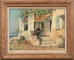 Laurent MATTIO (1892-1965). 
Sur la terrasse en Provence. 
Huile sur...