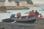 Edmond CHAUVET (1902-1969).
Les pêcheurs bretons à quai.
Huile sur toile.
Signé en...