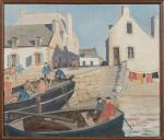 Edmond CHAUVET (1902-1969).
Activité sur le port breton.
Huile sur panneau.
Signé en...