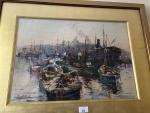 Gilbert GALLAND (?). Port de Marseille. 37 x 54 cm....