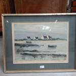 Georges LAPORTE  (1926-2000), Lithographie "Vue de port" , numérotée...