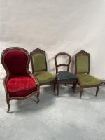 BERGERE Louis-Philippe à garniture en velours rouge - Paire de...