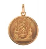 Importante MEDAILLE de la Vierge à l'Enfant entourée de mariés...