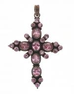 PENDENTIF "Croix" en argent 925/°° serti de pierre en verre...