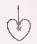 PENDENTIF coeur en or gris 750/°° et diamant taille brillant...