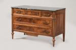 COMMODE en noyer et placage de ronce de noyer, ouvrant...