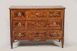 COMMODE en noyer, placage de loupe de noyer et bois...