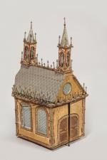 CHAPELLE miniature en bois, carton, papier et différents matériaux, avec...