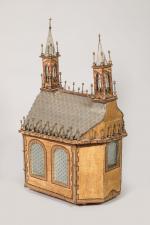 CHAPELLE miniature en bois, carton, papier et différents matériaux, avec...