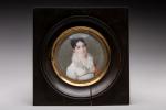 Portrait de Madame Pauline de Chateaubourg en robe blanche. Miniature....