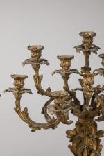 Paire de CANDELABRES en bronze doré à dix lumières, à...