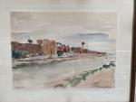 Lucien MAINSSIEUX (1885-1958) 
vue de Marrakech
Aquarelle sur papier signée en...