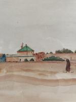 Lucien MAINSSIEUX (1885-1958) 
Toit vert à Marrakech 
Aquarelle signée, située...