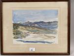 Lucien MAINSSIEUX (1885-1958) 
Vue des montagnes à Moulay Slissen? 
Aquarelle...