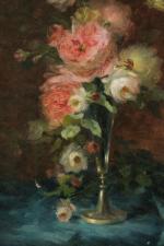 André PERRACHON (1827-1909). 
Bouquet de roses.
Huile sur toile.
Signé en bas...