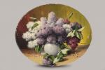 Alexander MAKOWITZKI (1863-1924).
Bouquet de lilas.
Huile sur carton de format ovale.
Signé...