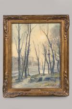 Eugène VILLON (1879-1951). 
Bord de Saône à Collonges, soleil d'hiver,...