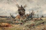 Emile NOIROT (1853-1924). 
Moulin dans la campagne, 1895. 
Huile sur...