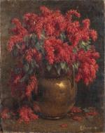 Cesare SACCAGGI (1868-1934).
Fleurs dans un cuivre, 1920.
Huile sur toile.
Signé et...