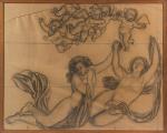 Louis BOUQUET (1885-1952). 
Deux femmes nues et cinq angelots dans...