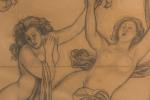 Louis BOUQUET (1885-1952). 
Deux femmes nues et cinq angelots dans...