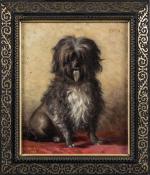 ETCHEVERRY (XIXème siècle).
Portrait du chien Quick, le bichon noir, 1885.
Signé...