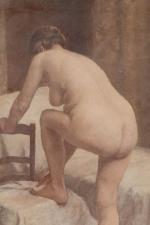 Léon GARRAUD (1877-1961). 
Femme nue de dos penchée, le pied...