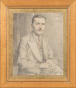 Léon GARRAUD (1877-1961). 
Portrait d'un homme assis les mains croisées...