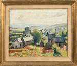 Charles PICART-LEDOUX (1881-1959). 
Village, Dielette, 1936. 
Huile sur panneau.
Signé en...