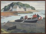 Edmond CHAUVET (1902-1969).
Les pêcheurs bretons à quai.
Huile sur toile.
Signé en...