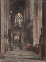 Henri-Charles ANGENIOL (1870-1959).
Intérieur de cathédrale, 1905.
Huile sur toile.
Signé et daté...