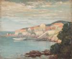 Henri-Charles ANGENIOL (1870-1959). 
En lot :
-Bateau à quai aux environs...