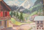 Henri Charles ANGENIOL (1870-1959).
En lot :
- Abondance, Haute-Savoie, 1957. 
Huile...