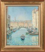 André VERDILHAN (1881-1963).
Ancien quai du Canal à Marseille.
Huile sur toile.
Signé...