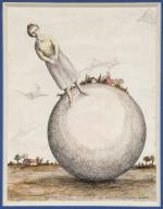 Roland TOPOR (1938-1997).
La femme et la sphère.
Encre et aquarelle sur...