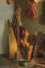 Tibor CSERNUS (1927-2007).
L'atelier du luthier, 1978.
Huile sur toile.
Signé et daté...