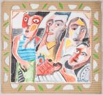 Mario CHICHORRO (1932-2023).
Groupe, 1978.
Peinture sur papier collé en plein sur...