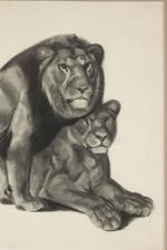 Georges Guyot (1885-1973)
« Lion et lionne »
Lithographie sur papier encadrée....